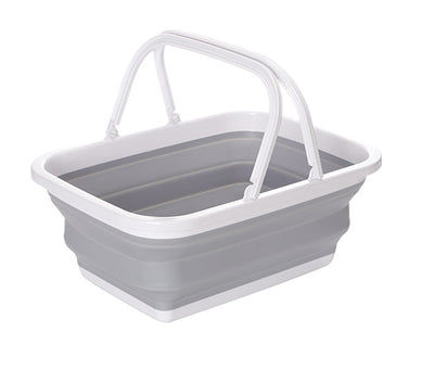 9L Collapsible Laundry Basket Washing Clothes w/Handles Bin Foldable - Grey/White Payday Deals