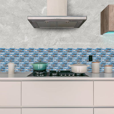 9PCS Mosaic Marble Bricks Self-adhesive Bathroom Kitchen Wall Tile Sticker Raven Sky Payday Deals