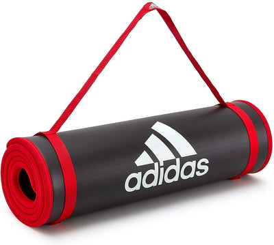 Adidas Training 10mm Exercise Floor Mat Gym Thick Yoga Fitness Judo Pilates - Black/Red