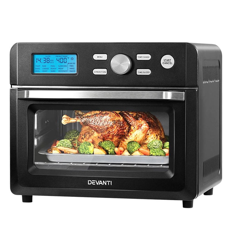 Devanti 20L Air Fryer Convection Oven Oil Free Fryers Kitchen Cooker Accessories Black - Payday Deals