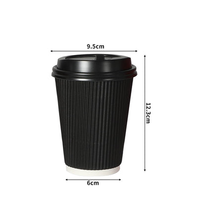 50 Pcs 12oz Disposable Takeaway Coffee Paper Cups Triple Wall Take Away w Lids - Payday Deals