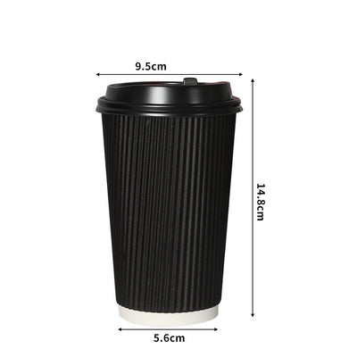 100 Pcs 16oz Disposable Takeaway Coffee Paper Cups Triple Wall Take Away w Lids - Payday Deals