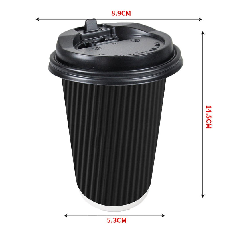 50 Pcs 16oz Disposable Takeaway Coffee Paper Cups Triple Wall Take Away w Lids - Payday Deals
