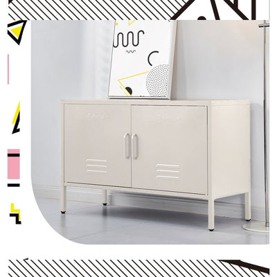 ArtissIn Buffet Sideboard Locker Metal Storage Cabinet - BASE White