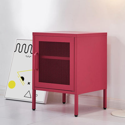 ArtissIn Mini Mesh Door Storage Cabinet Organizer Bedside Table Pink - Payday Deals