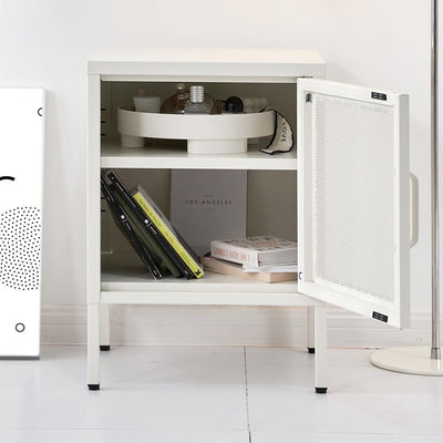 ArtissIn Mini Mesh Door Storage Cabinet Organizer Bedside Table White - Payday Deals