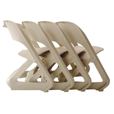ArtissIn Set of 4 Dining Chairs Office Cafe Lounge Seat Stackable Plastic Leisure Chairs Beige - Payday Deals