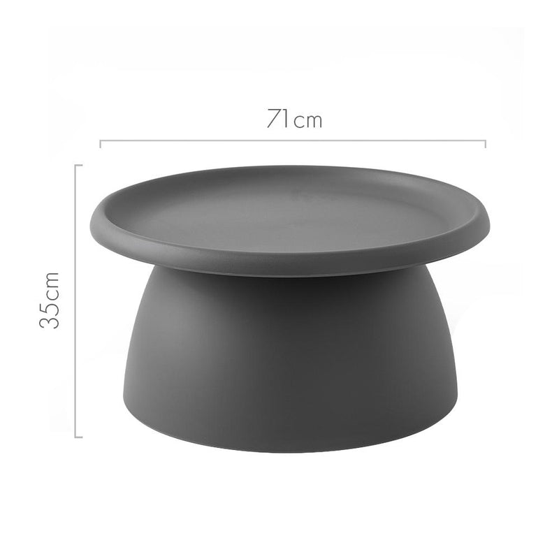 ArtissIn Coffee Table Mushroom Nordic Round Large Side Table 70CM Grey - Payday Deals