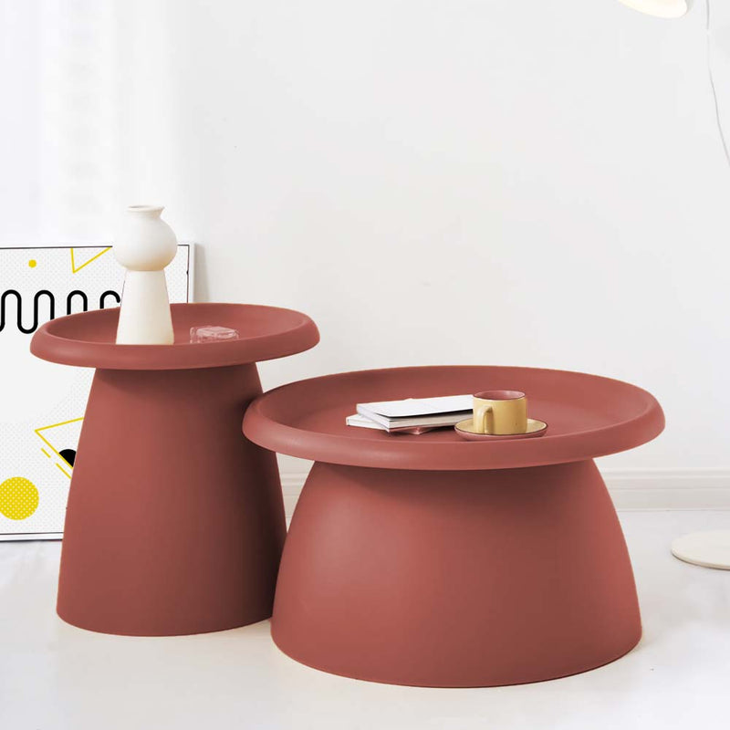 ArtissIn Coffee Table Mushroom Nordic Round Small Side Table 50CM Red - Payday Deals