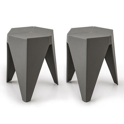 ArtissIn Set of 2 Puzzle Stool Plastic Stacking Bar Stools Dining Chairs Kitchen Grey