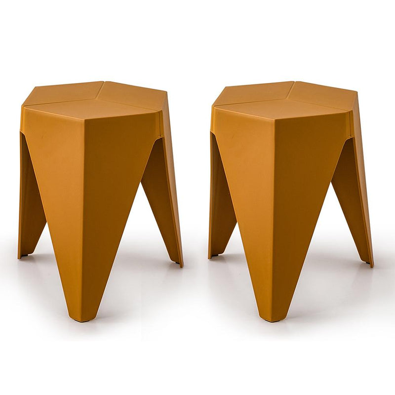 ArtissIn Set of 2 Puzzle Stool Plastic Stacking Bar Stools Dining Chairs Kitchen Yellow - Payday Deals