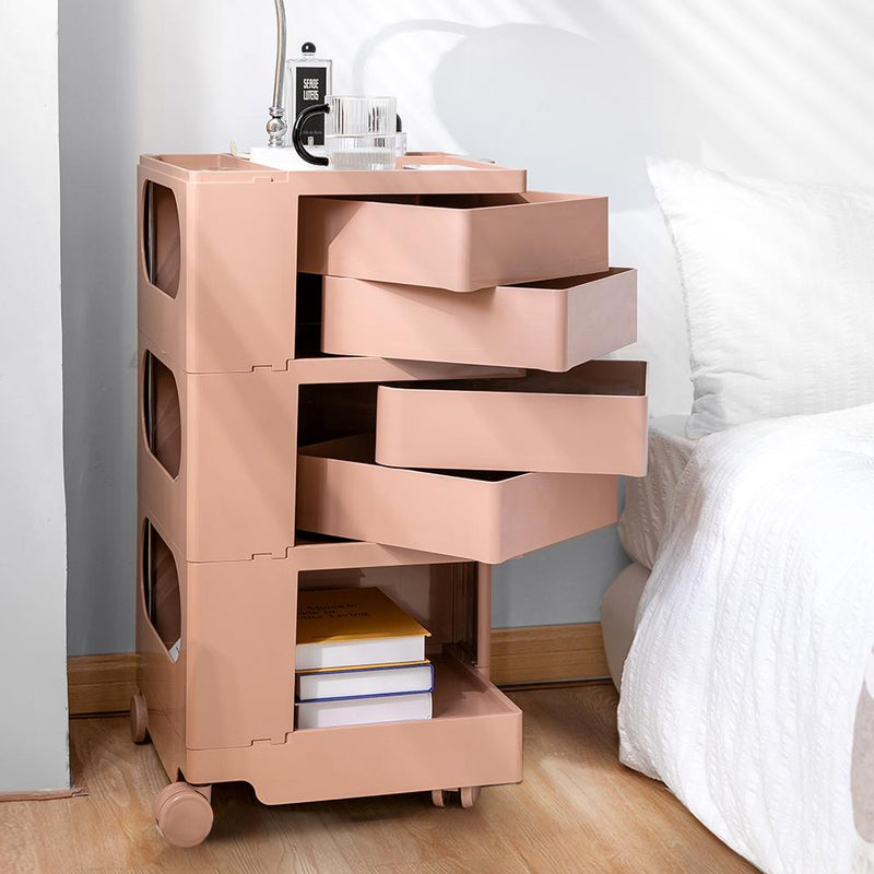 ArtissIn Bedside Table Side Tables Nightstand Organizer Replica Boby Trolley 5Tier Pink - Payday Deals
