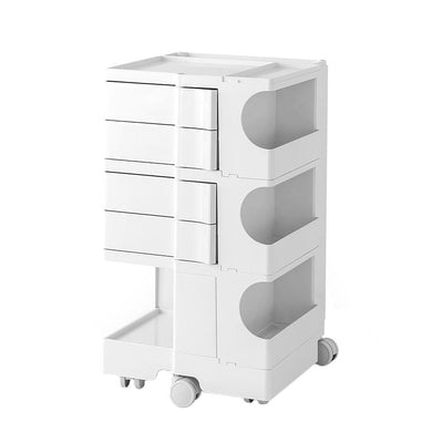 ArtissIn Bedside Table Side Tables Nightstand Organizer Replica Boby Trolley 5Tier White - Payday Deals