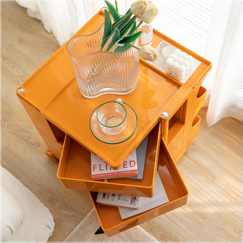 ArtissIn Bedside Table Side Tables Nightstand Organizer Replica Boby Trolley 3Tier Orange - Payday Deals