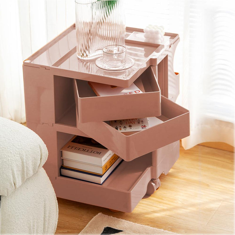 ArtissIn Bedside Table Side Tables Nightstand Organizer Replica Boby Trolley 3Tier Pink - Payday Deals