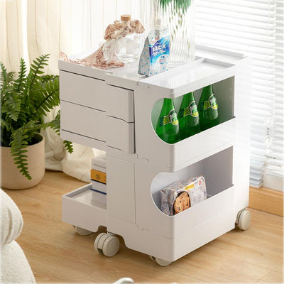 ArtissIn Bedside Table Side Tables Nightstand Organizer Replica Boby Trolley 3Tier White - Payday Deals