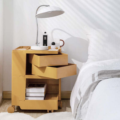 ArtissIn Bedside Table Side Tables Nightstand Organizer Replica Boby Trolley 3Tier Yellow - Payday Deals
