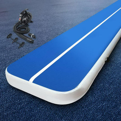 Everfit 4X1M Inflatable Air Track Mat 20CM Thick with Pump Tumbling Gymnastics Blue - Payday Deals