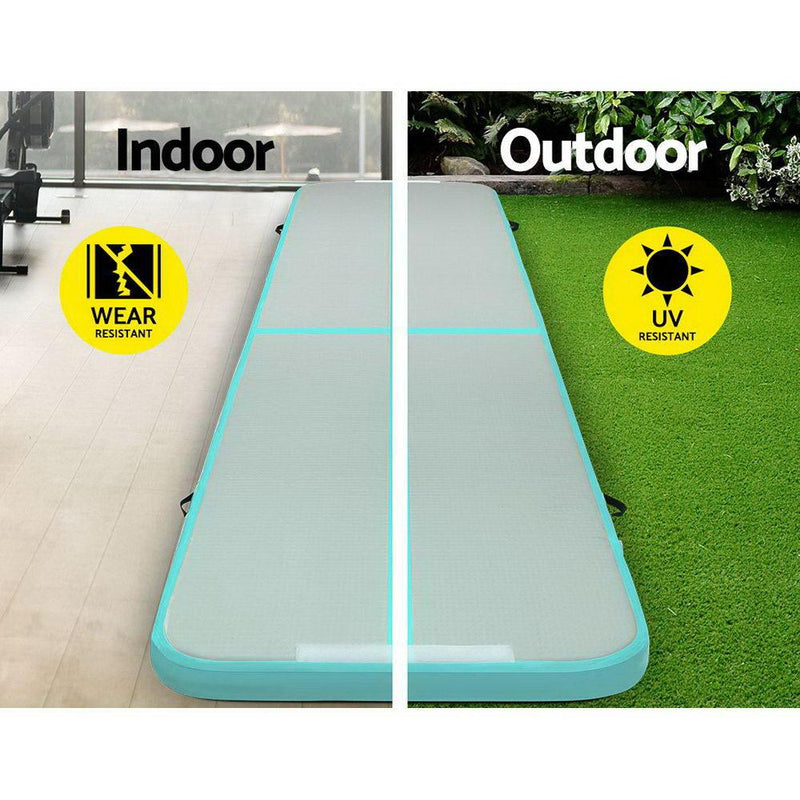 Everfit GoFun 5X1M Inflatable Air Track Mat Tumbling Floor Home Gymnastics Green - Payday Deals