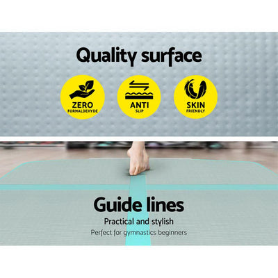 Everfit GoFun 5X1M Inflatable Air Track Mat with Pump Tumbling Gymnastics Green - Payday Deals