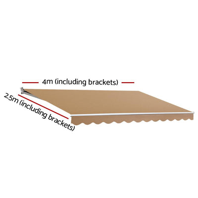 Instahut 4M x 2.5M Outdoor Folding Arm Awning - Beige - Payday Deals