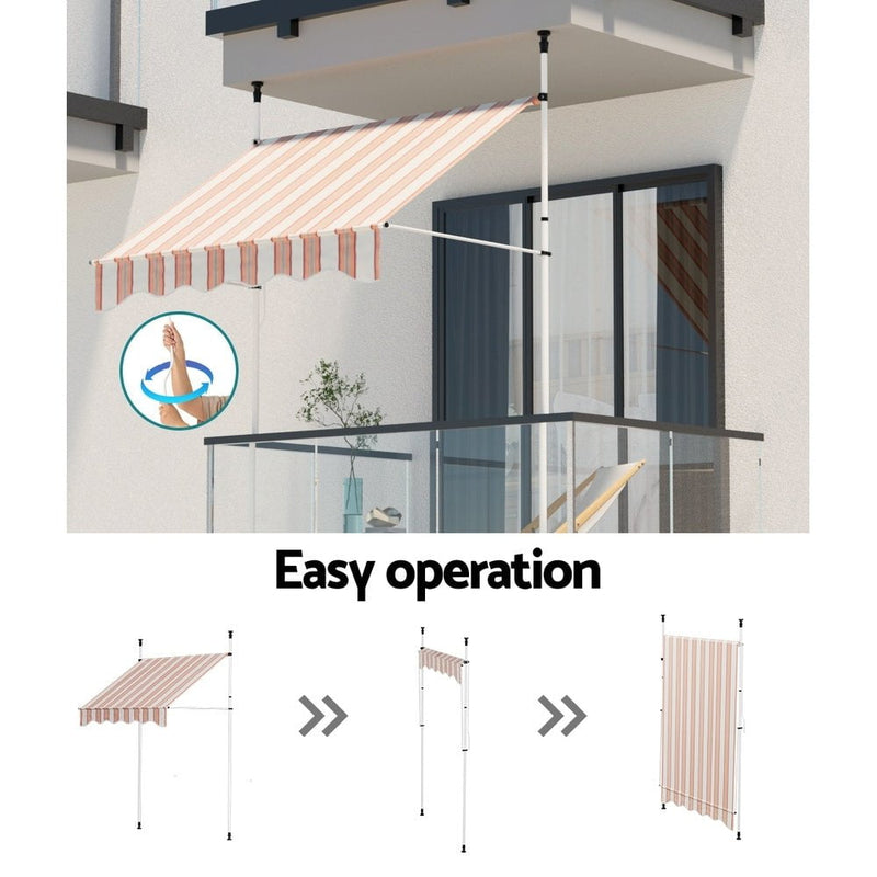 Instahut Retractable Pivot Arm Awning Outdoor Blinds Window Door Canopy 200cm