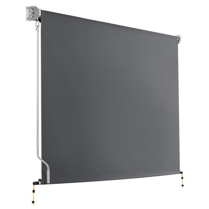 Instahut 2.1m x 2.5m Retractable Roll Down Awning - Grey - Payday Deals
