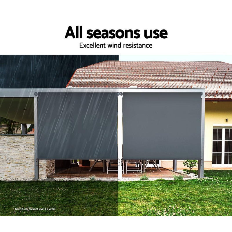 Instahut 3m x 2.5m Retractable Roll Down Awning - Grey - Payday Deals