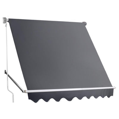 Instahut 2.1m x 2.1m Retractable Fixed Pivot Arm Awning - Grey - Payday Deals