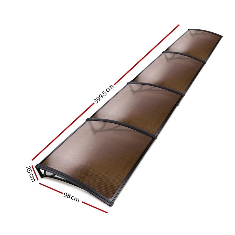 Instahut Window Door Awning Door Canopy Patio UV Sun Shield 1mx4m DIY BR - Payday Deals