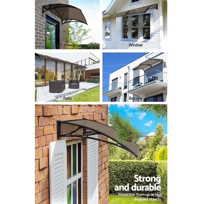 Instahut Window Door Awning Door Canopy Patio UV Sun Shield 1mx4m DIY BR - Payday Deals
