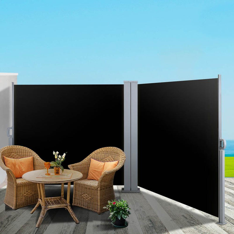 Instahut 2X6M Retractable Side Awning Garden Patio Shade Screen Panel Black - Payday Deals