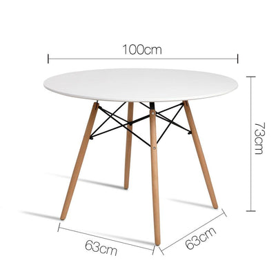 Artiss Dining Table 4 Seater Round Replica DSW Eiffel Kitchen Timber White - Payday Deals