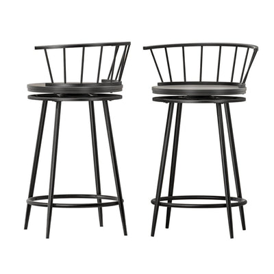 Artiss Bar Stools Kitchen Stools Wooden Dining Chair Swivel Metal Chairs x2