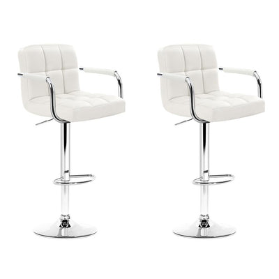 Artiss Set of 2 Bar Stools Gas lift Swivel - Steel and White - Payday Deals