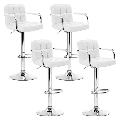 Artiss Set of 4 Bar Stools Gas lift Swivel - Steel and White - Payday Deals