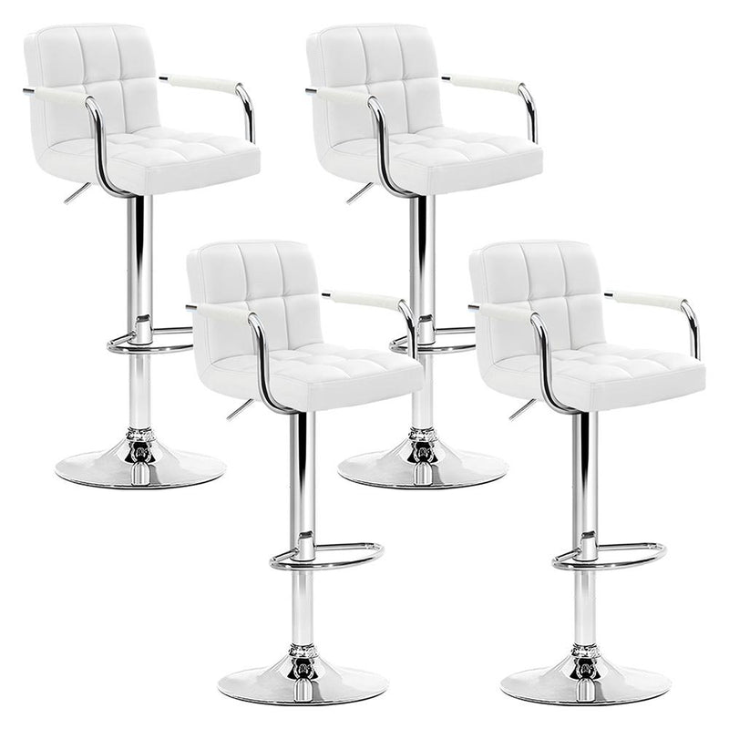 Artiss Set of 4 Bar Stools Gas lift Swivel - Steel and White - Payday Deals