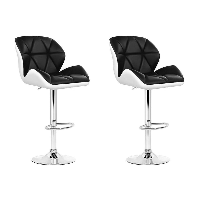 Artiss Set of 2 Kitchen Bar Stools - White, Black and Chrome - Payday Deals