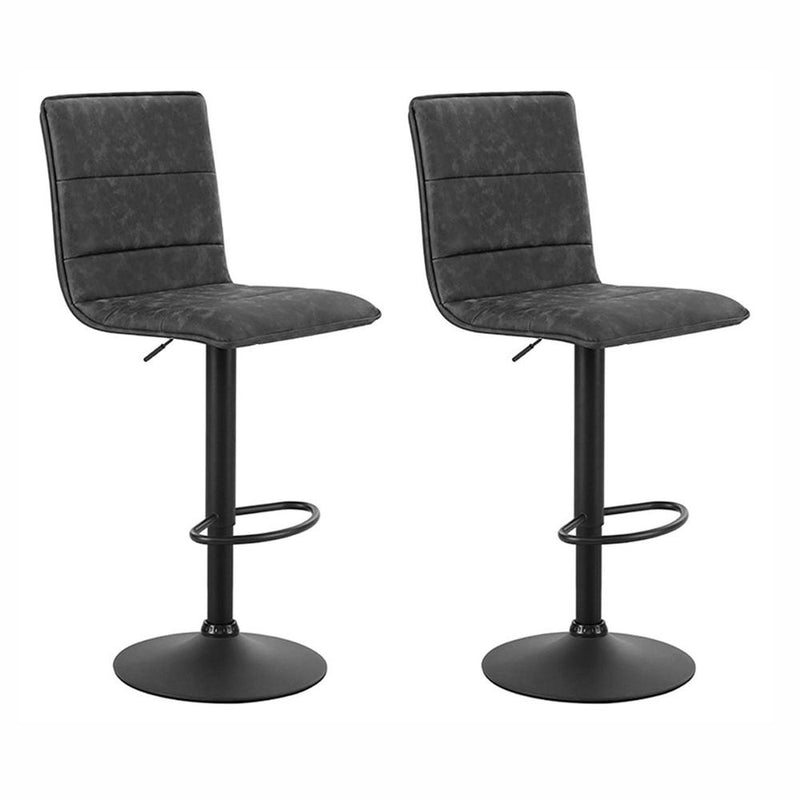 Artiss Set of 2 Bar Stools PU Leather Smooth Line Style - Grey and Black - Payday Deals