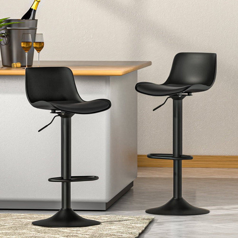 Artiss Bar Stools Kitchen Swivel Gas Lift Stool Leather Dining Chairs Black x2