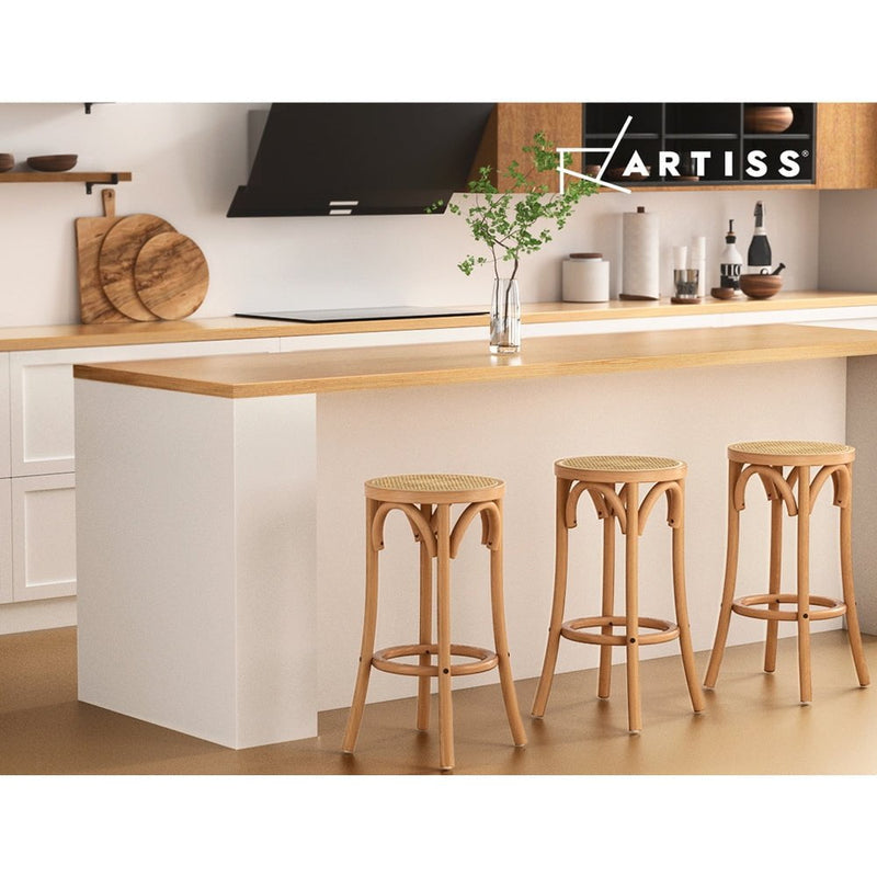Artiss Bar Stools Wooden Stool Counter Chair Kitchen Barstools Rattan Seat