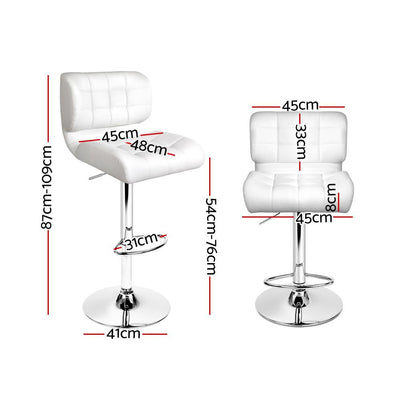 Artiss Set of 4 PU Leather Gas Lift Bar Stools - White and Chrome - Payday Deals