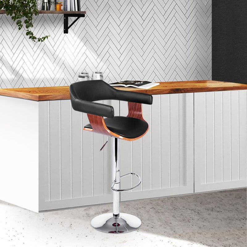 Artiss Wooden Bar Stool - Black and Wood - Payday Deals