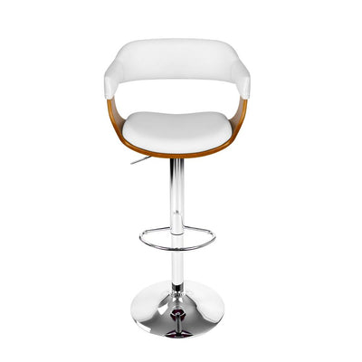 Artiss Wooden PU Leather Bar Stool - White and Chrome - Payday Deals