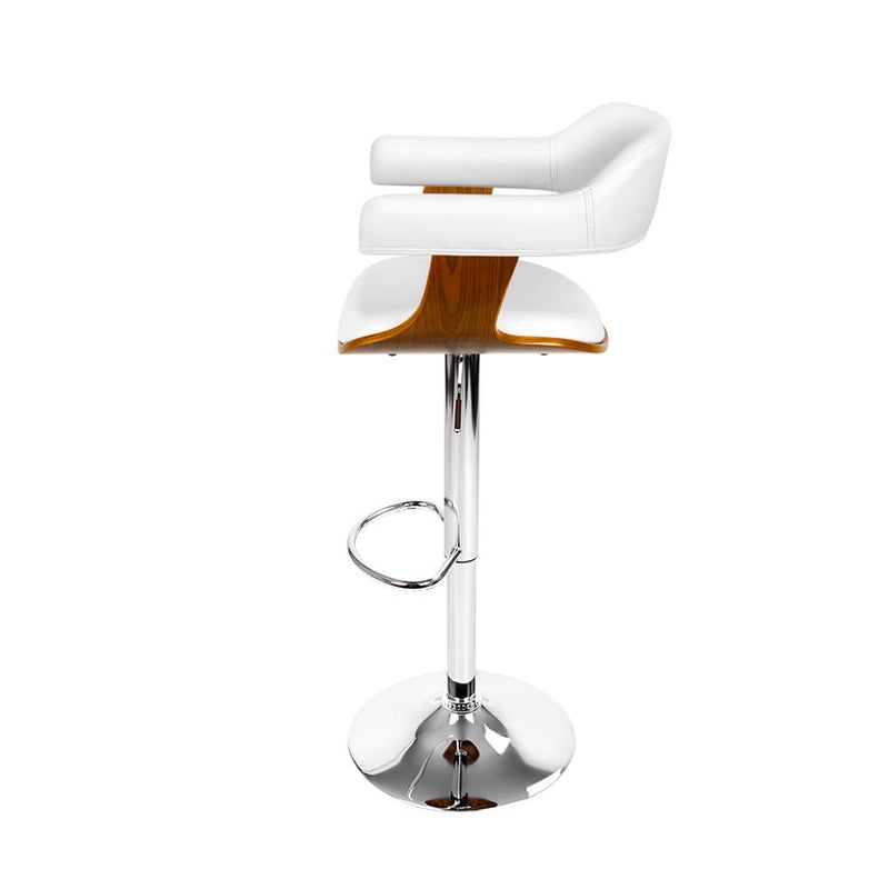 Artiss Wooden PU Leather Bar Stool - White and Chrome - Payday Deals