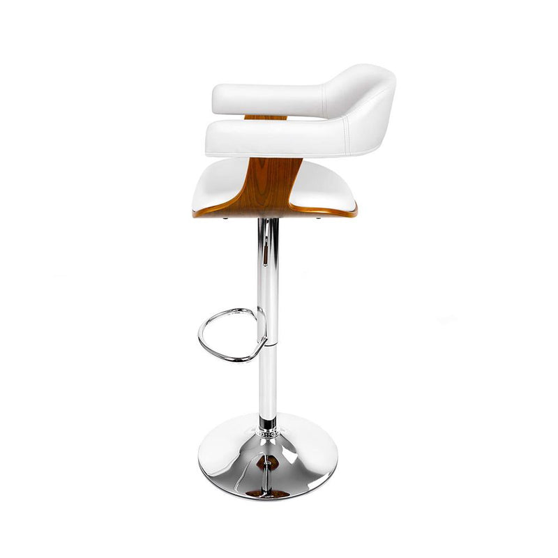 Artiss Set of 2 Wooden PU Leather Bar Stool - White and Chrome - Payday Deals