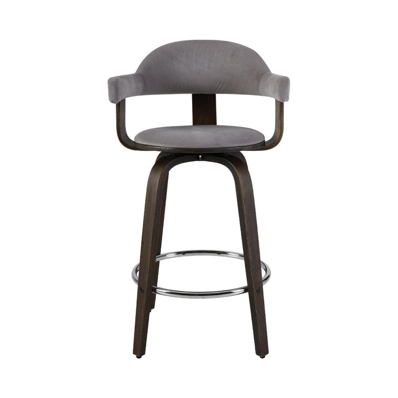Artiss Set of 2 Bar Stools Wooden Swivel Bar Stool Kitchen Dining Chair - Wood, Chrome and Grey - Payday Deals