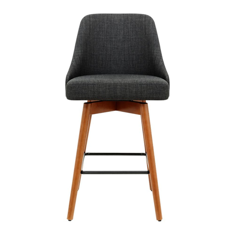 Artiss Set of 4 Wooden Fabric Bar Stools Square Footrest - Charcoal - Payday Deals