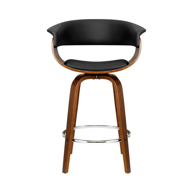 Artiss Swivel PU Leather Bar Stool - Wood and Black - Payday Deals