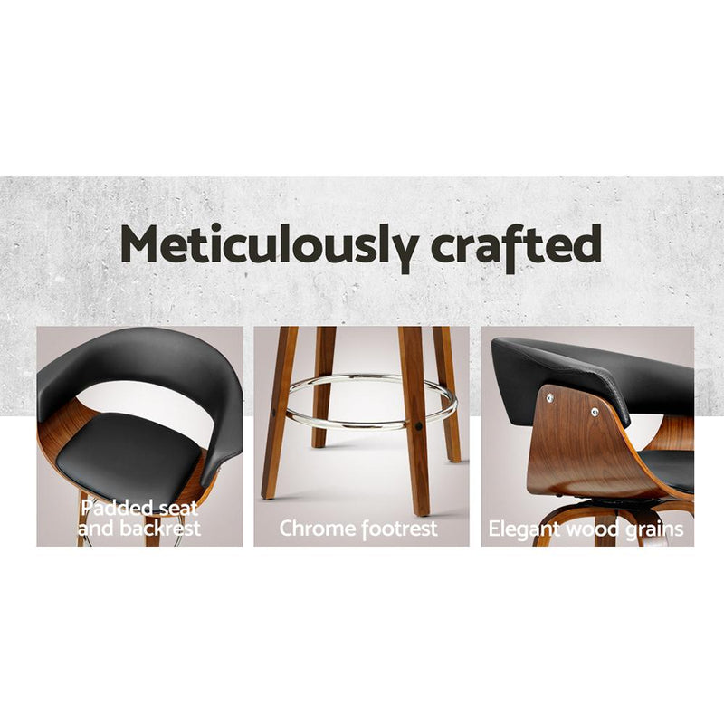 Artiss Swivel PU Leather Bar Stool - Wood and Black - Payday Deals